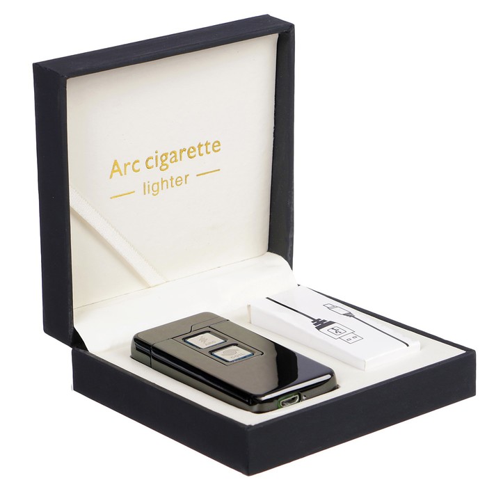 Зажигалка электронная, спираль, USB в комп-те, 2 функции, чёрная, 3.5х10х10 см