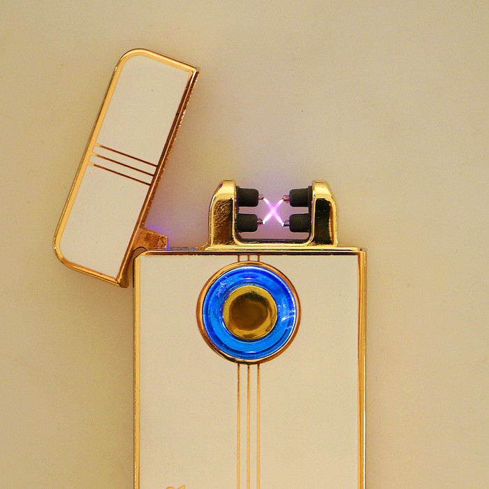 Зажигалка электронная «Футуризм, дуговая, USB в комп-те, 2 функции, белая, 3.5х10х10 см