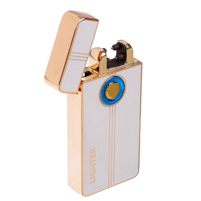 Зажигалка электронная «Футуризм, дуговая, USB в комп-те, 2 функции, белая, 3.5х10х10 см