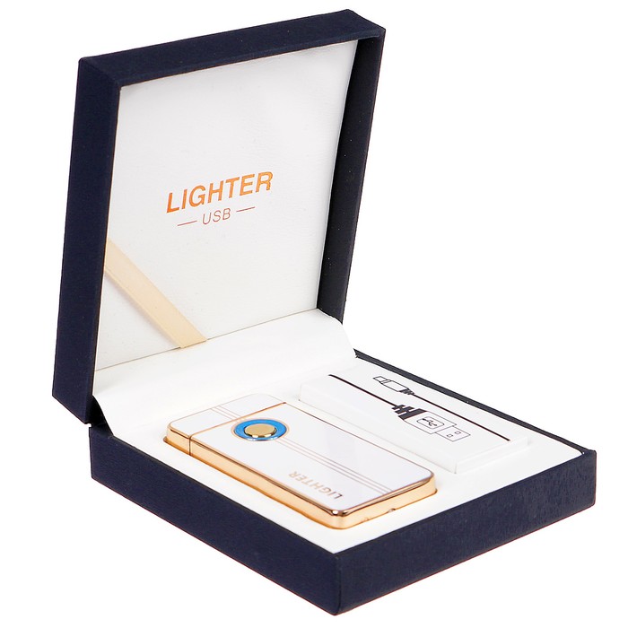 Зажигалка электронная «Футуризм, дуговая, USB в комп-те, 2 функции, белая, 3.5х10х10 см