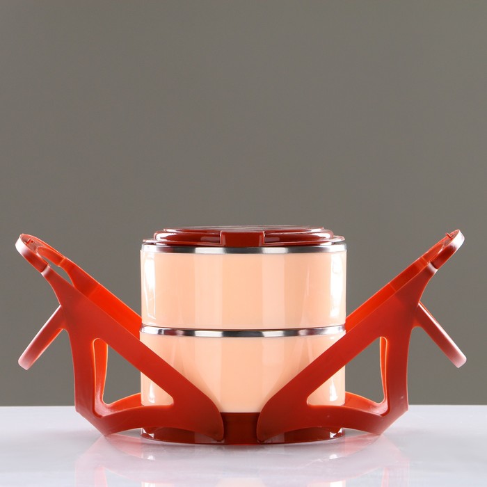 Ланч-бокс "Грани" (внутри металл), 2 тарелки, 1,2 л, МИКС