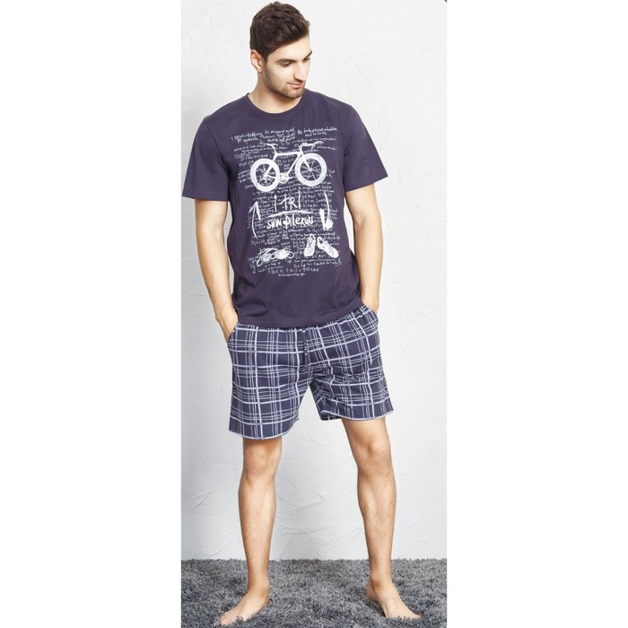 Комплект мужской (футболки, шорты) 707040 4203 цвет чёрный, р-р 52 (2XL)