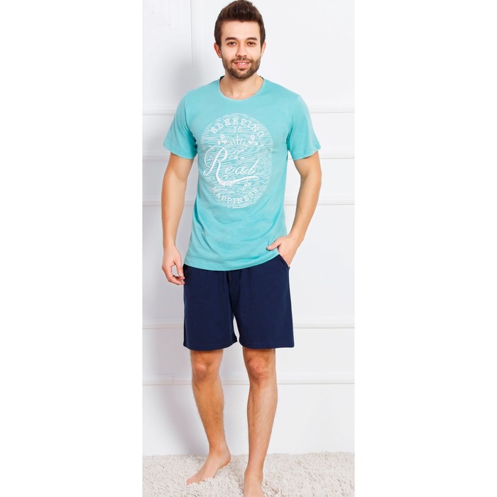 Комплект мужской (футболки, шорты) Sleeping 709124 0000 цвет бирюзовый, р-р 52 (2XL)