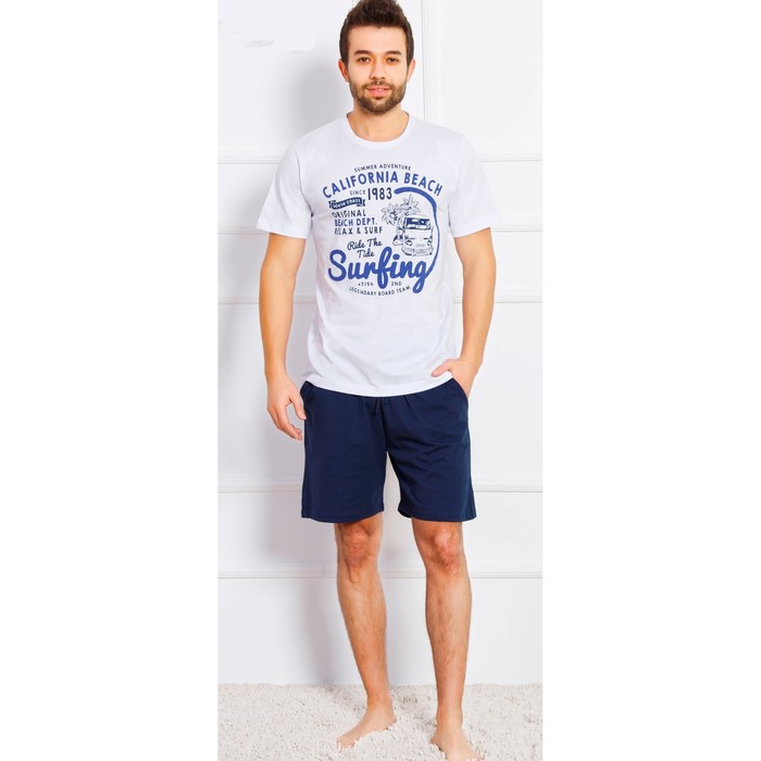 Комплект мужской (футболки, шорты) California Biach 709138 0000 цвет Белый, р-р 50 (XL)