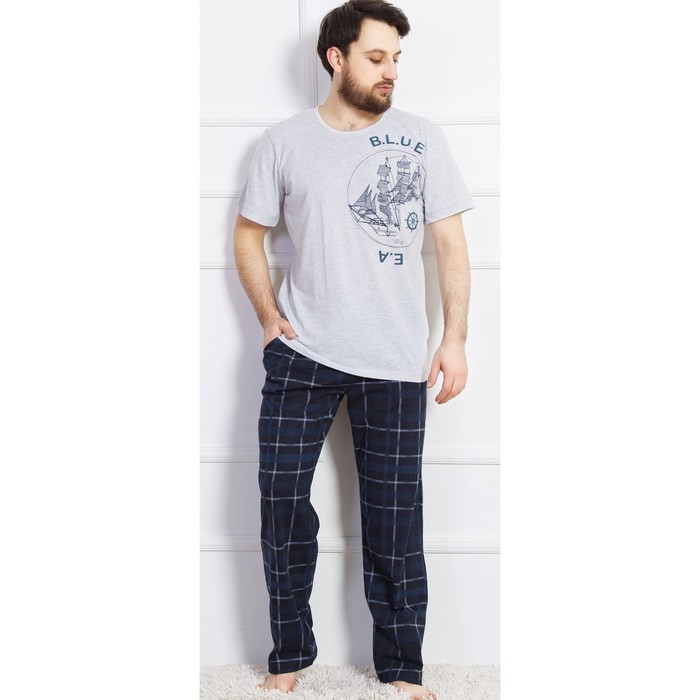 Комплект мужской (футболка, брюки) Корабль 711074 3286 цвет грфитовый, р-р 56 (4XL)