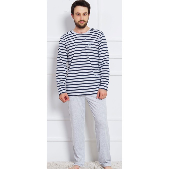 Пижама мужская Полоска 704184 1590 цвет серый меланж, р-р 48 (L)