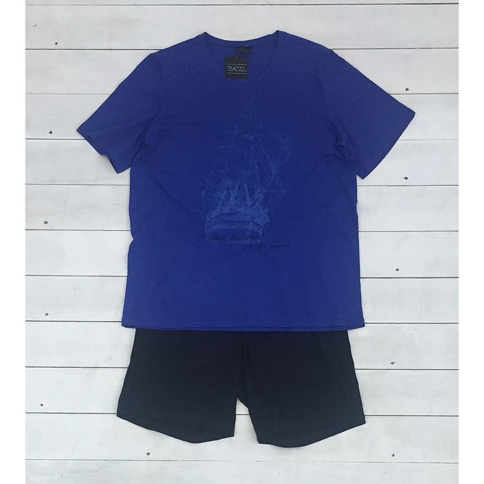 Комплект мужской (футболки, шорты) Корабль 17210109 цвет светло-синий, р-р 52 (52/2XL)