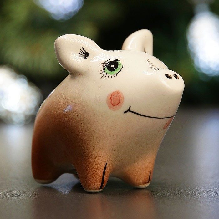 Сувенир "Поросёнок - кабанчик" 6х7см коричневый