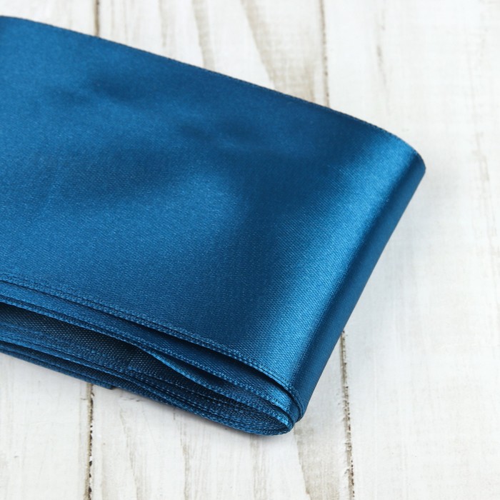 Лента атласная, 75мм, 5,4м, №145, цвет сине-серый