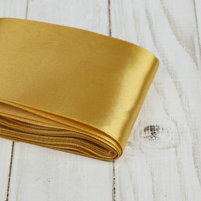 Лента атласная, 75мм, 5,4м, №148, цвет горчичный