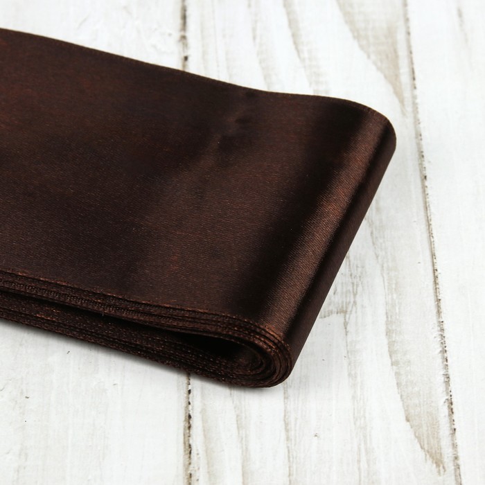 Лента атласная, 75мм, 5,4м, №154, цвет тёмно-коричневый