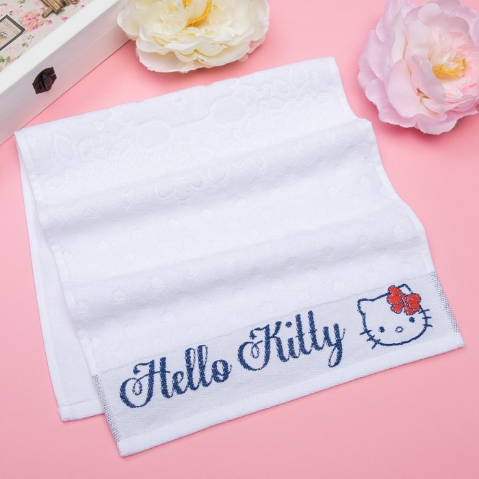 Полотенце детское Hello Kitty 50х90 см, цвет белый 100% хлопок, 400 г/м²