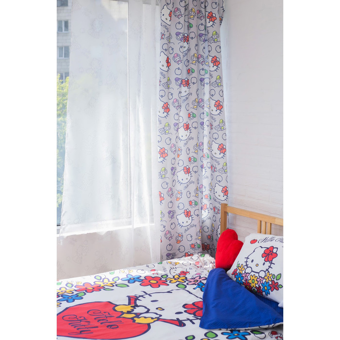 Штора Hello Kitty 150х270 - 1 шт., цвет серый, сатен