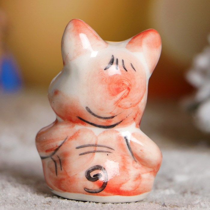 Сувенир «Поросёнок Хрюня», фарфор, гжель, цветной