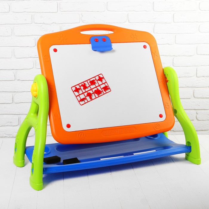 Доска для рисования , на подставке, в комплекте маркер, набор букв и цифр, губка