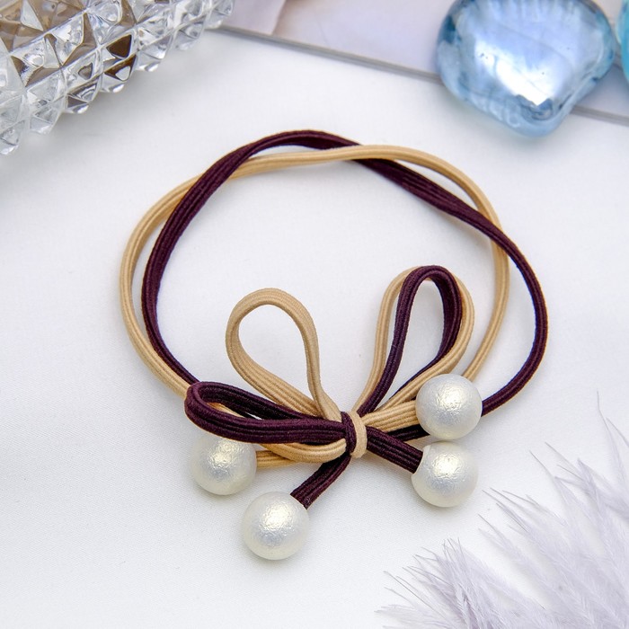 Резинка для волос "Палермо" 6 см, бежевый