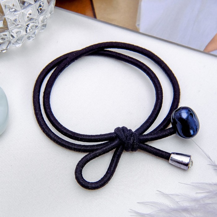 Резинка для волос "Палермо" 6 см капелька сердечко черный