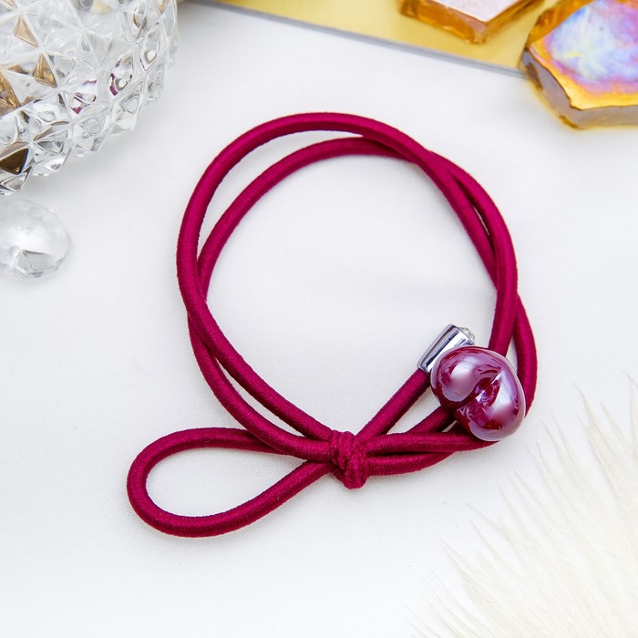 Резинка для волос "Палермо" 6 см капелька сердечко бордовый