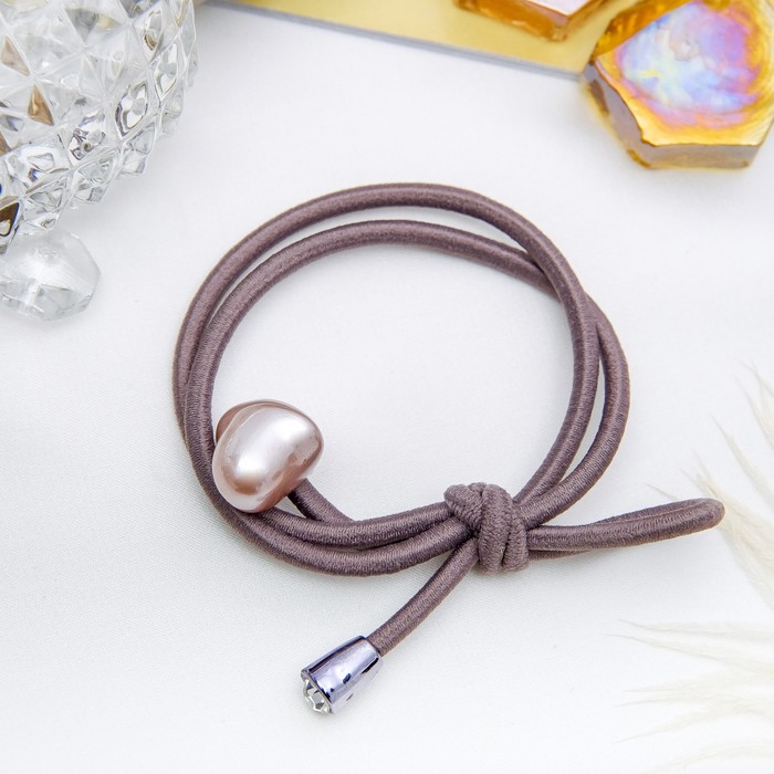 Резинка для волос "Палермо" 6 см капелька сердечко серый