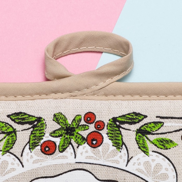 Кухонный набор "Хрюшки бабушки " (полотенце 45х60,прихватка 18х18) 160 г/м2, 50% лён,50% хл