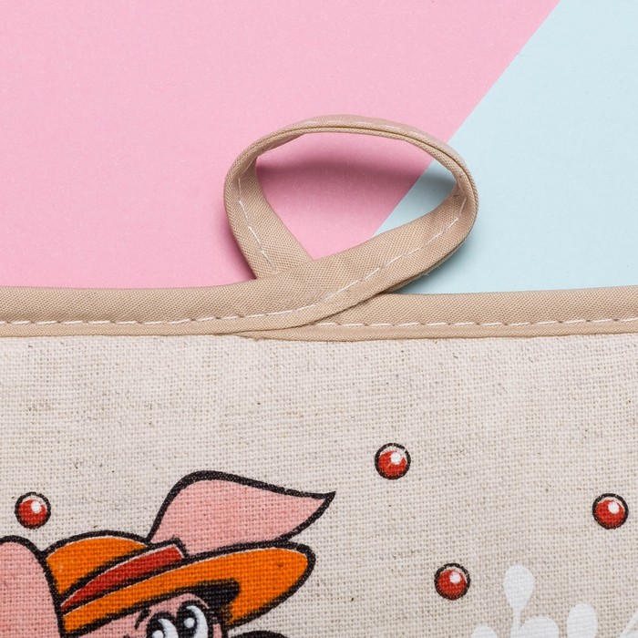 Кухонный набор "Хрюшкин день" (полотенце 45х60,прихватка 18х18) 160 г/м2, 50% лён,50% хлопок