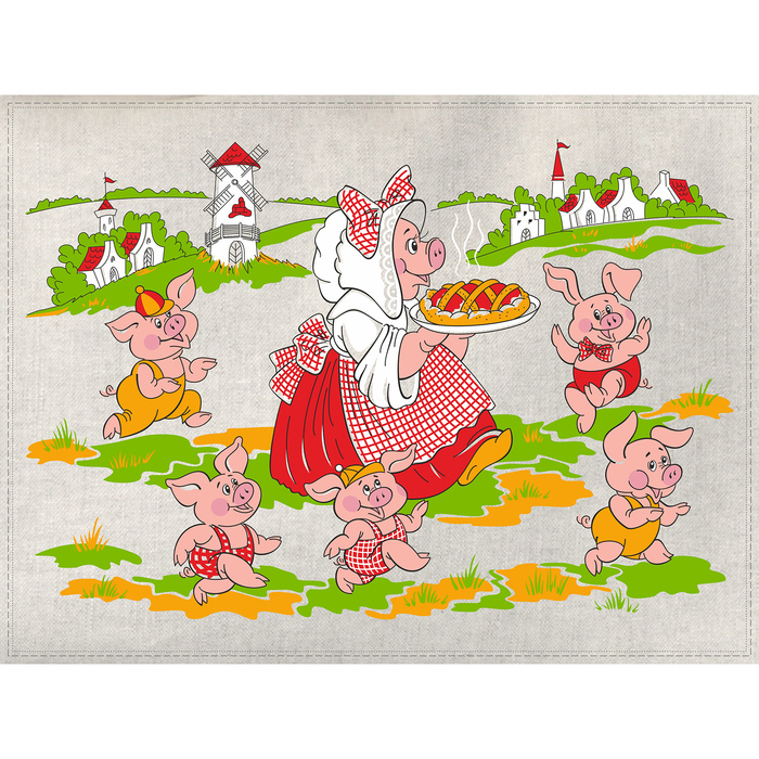 Полотенце полулён "Бабушкин пирог" 45х60 см, 160 г/м2, 50% лён,50% хлопок, шелкография