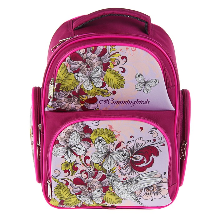 Рюкзак каркасный BagFashion 36*34*17 660 дев "Колибри белая", бордо