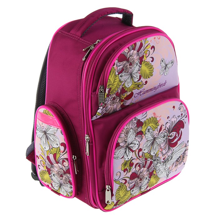 Рюкзак каркасный BagFashion 36*34*17 660 дев "Колибри белая", бордо