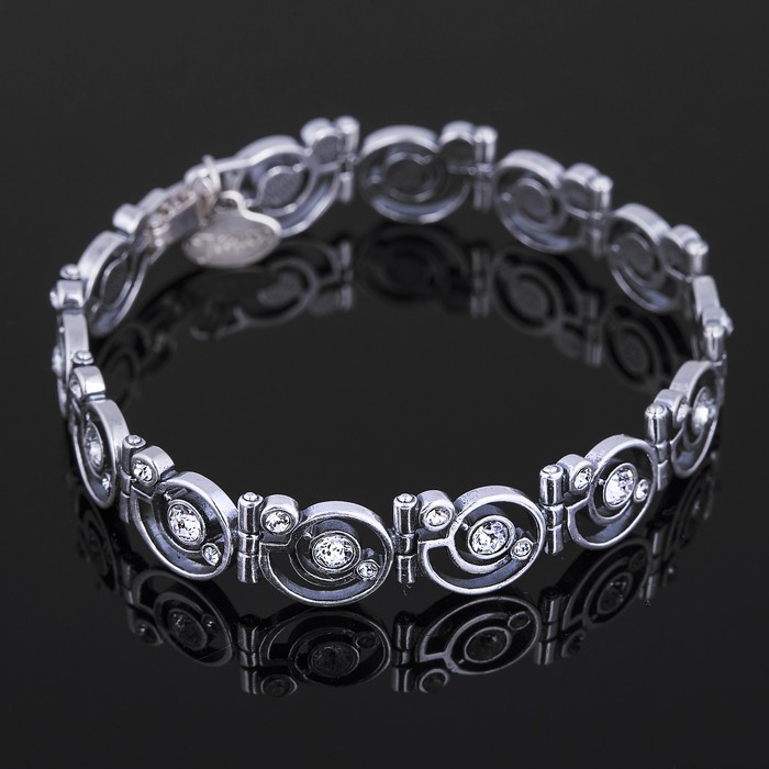 Браслет "Монтего", цвет белый в чернёном серебре