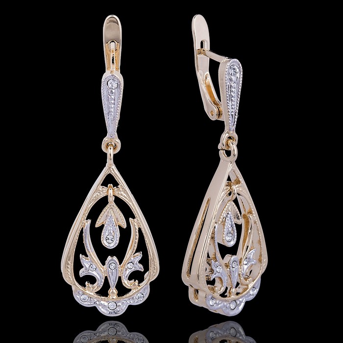 Серьги "Велюр", цвет белый в золоте