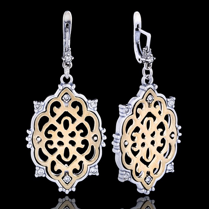 Серьги "Эмель", цвет белый в золоте с серебром