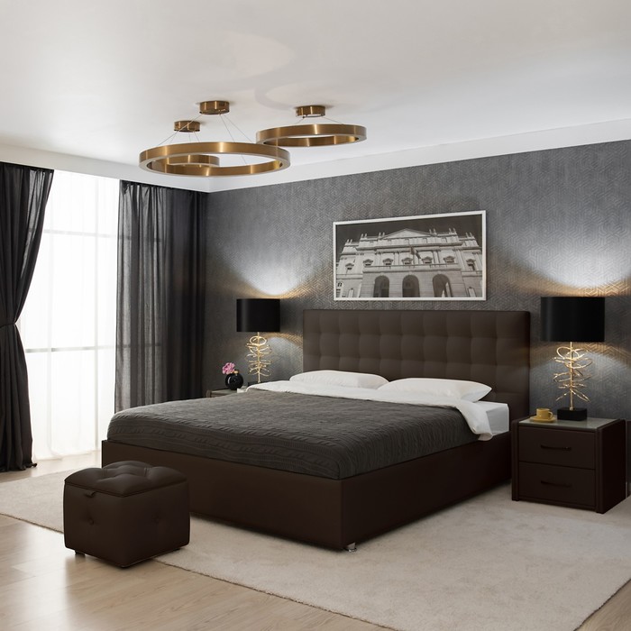 Кровать «Ла Скала» без ПМ, 180×200 см, экокожа, цвет горький шоколад