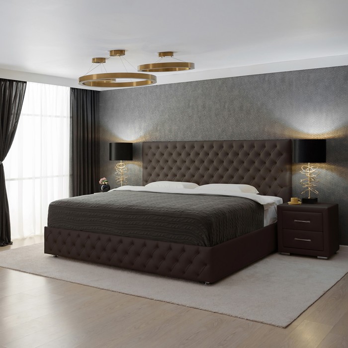 Кровать «Купол тысячелетия» без ПМ, 140×200 см, экокожа, цвет горький шоколад 36537