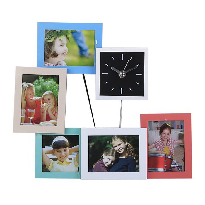 Часы настольные 5 фоторамок "Геометрия"