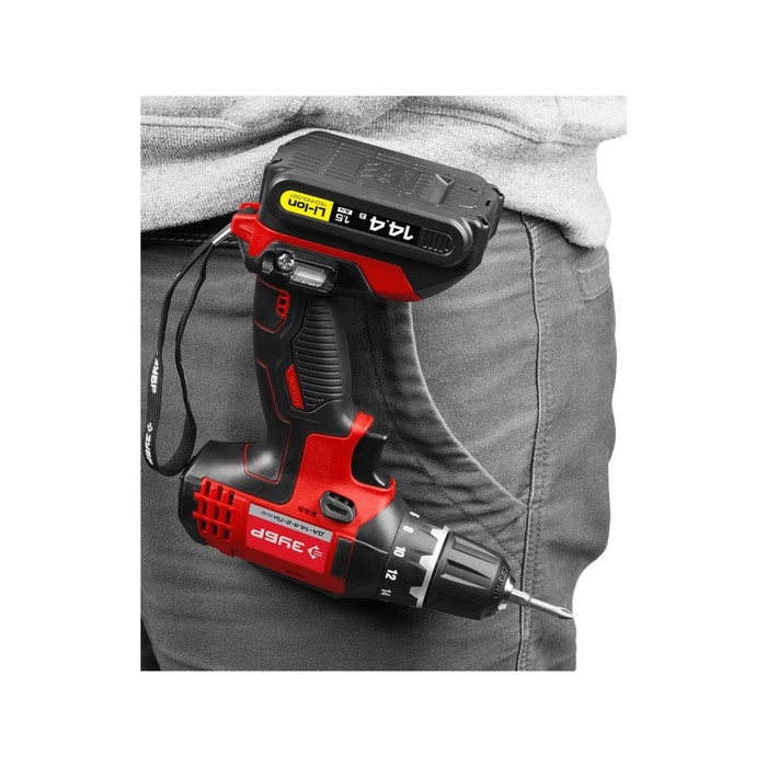 Дрель-шуруповерт "ЗУБР" ДА-14.4-2-Ли КМ2, 14.4 В, 1.5 Ач, 1350 об/мин, БЗП 0.8-10 мм