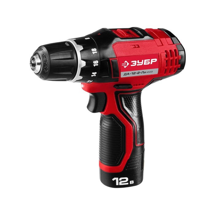 Дрель-шуруповерт &quot;ЗУБР&quot; ДА-12-2-Ли КМ3, аккумуляторная, 12В, 1.5 Ач, Li-Ion, БЗП 0.8-10 мм