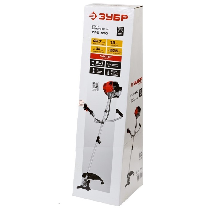 Триммер "ЗУБР" КРБ-430, бензиновый, 1.5/1.1 л.с./кВт, 10000 об/мин, скос леска/нож 440/255