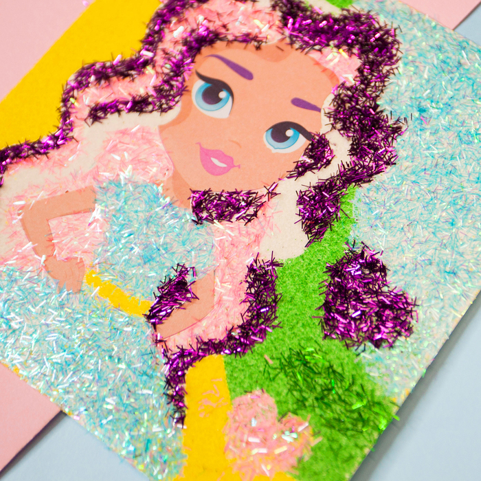 Фреска песком и форменными блёстками "Настоящая модница", девочка, 14 х 14 см