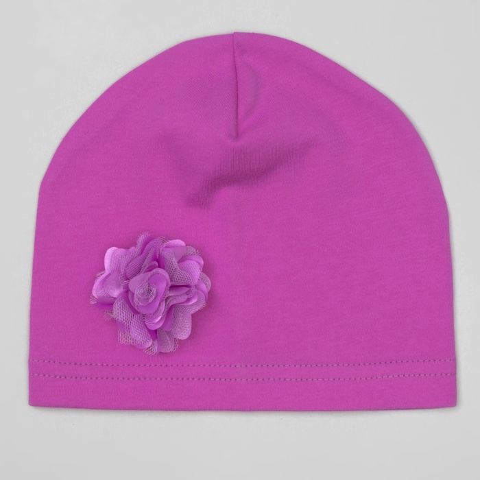 Шапка детская "Цветочек" сиреневая,  р-р 52, 100% хл., интерлок