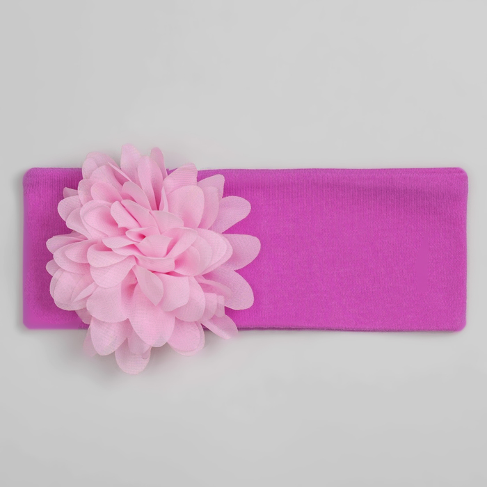 Повязка детская "Цветочек" сиреневая с розовым цветком, р-р 52, 100% хл, интерлок