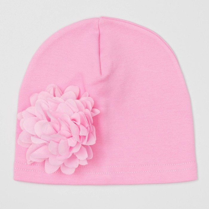 Шапка детская "Цветочек" розовая, р-р 52, 100% хл, интерлок