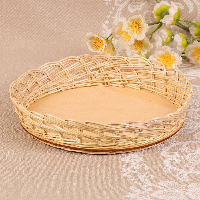 Сухарница «Плетёнка», 20х20х3,5 см, ива