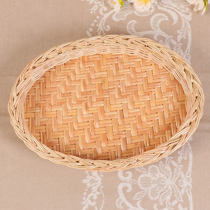 Сухарница «Плетёнка», дно:24х16,5 см, верх:28х20 см, H=3 см, ива