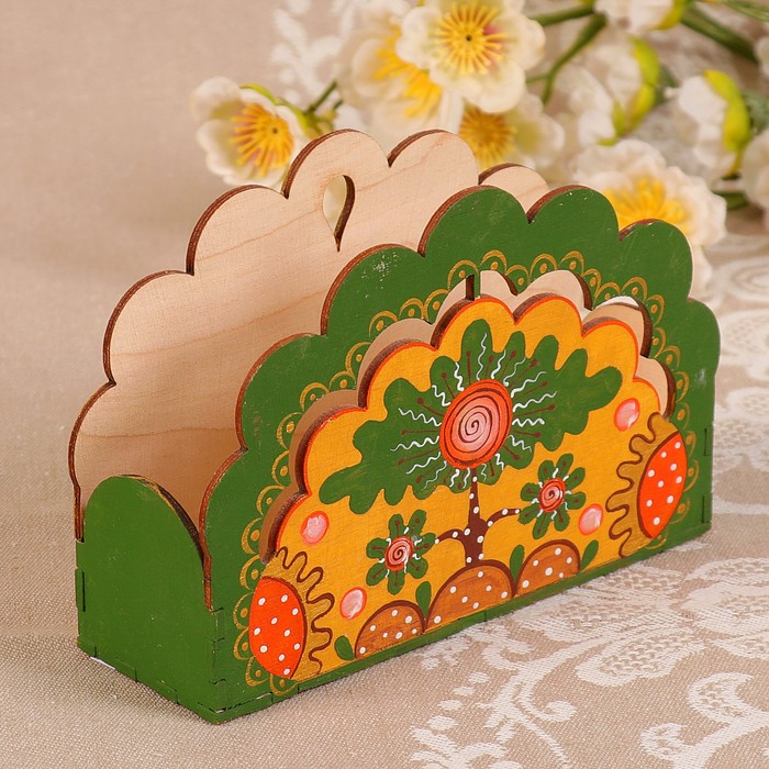 Салфетница «Солнце», ручная роспись, 14х4,5х9,8 см