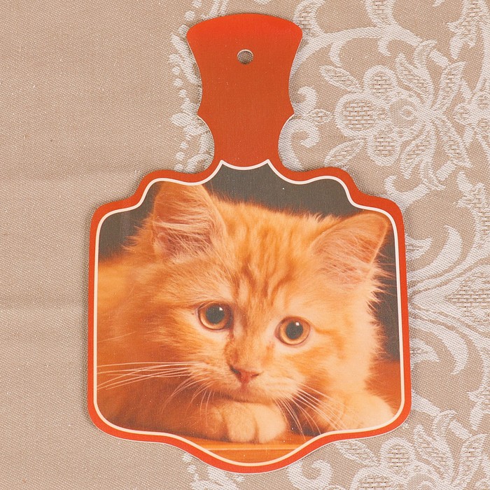 Доска разделочная «Котёнок», резная, 21,5х14,3х0,3 см