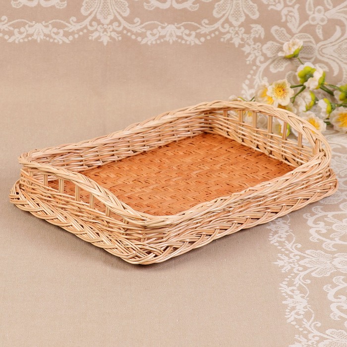 Поднос «Плетёнка», 23х33х3/5,5 см, ива