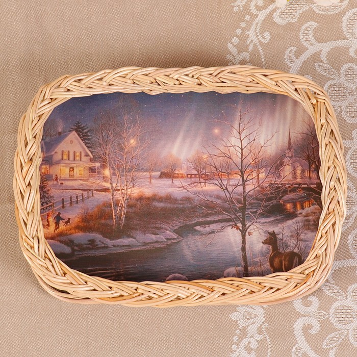 Поднос «Северное сияние», плетёный, высокие бортики, 19х24х6 см, ива