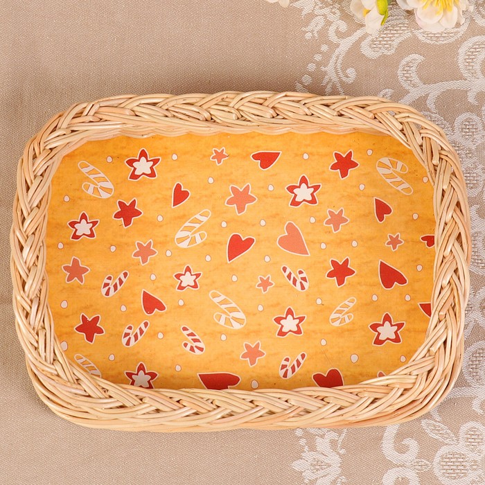 Поднос «Пряник», плетёный, высокие бортики, 19х24х6 см, ива