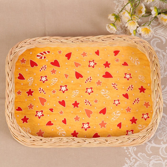 Поднос «Пряник», плетёный, высокие бортики, 39х29х8 см, ива