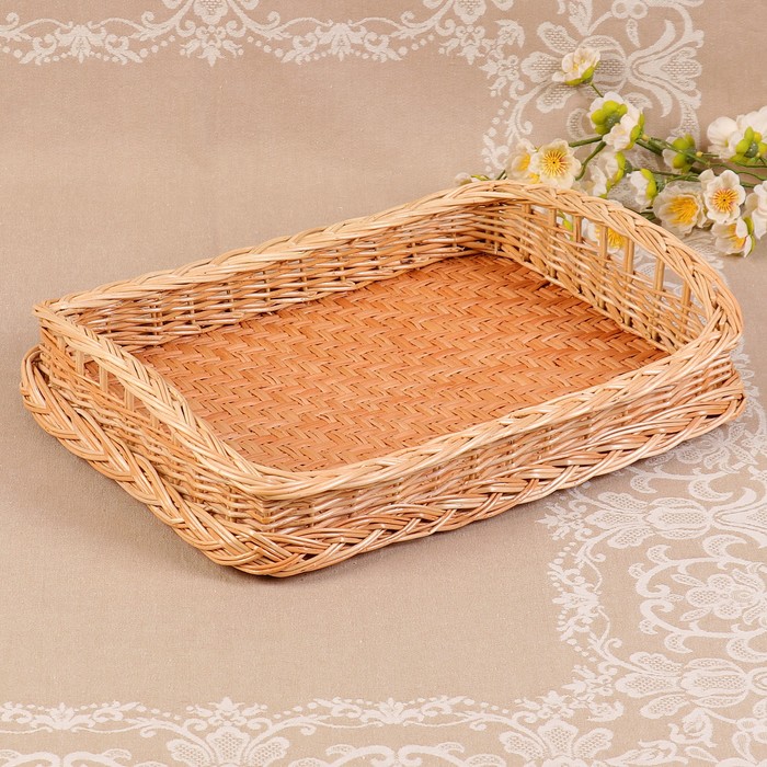 Поднос «Плетёнка», 27х37х4/7 см, ива